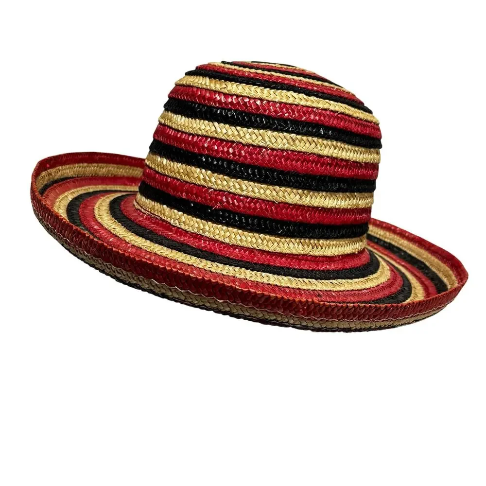 Banash of Boston multicolor striped straw hat sunhat beachy preppy casual resort